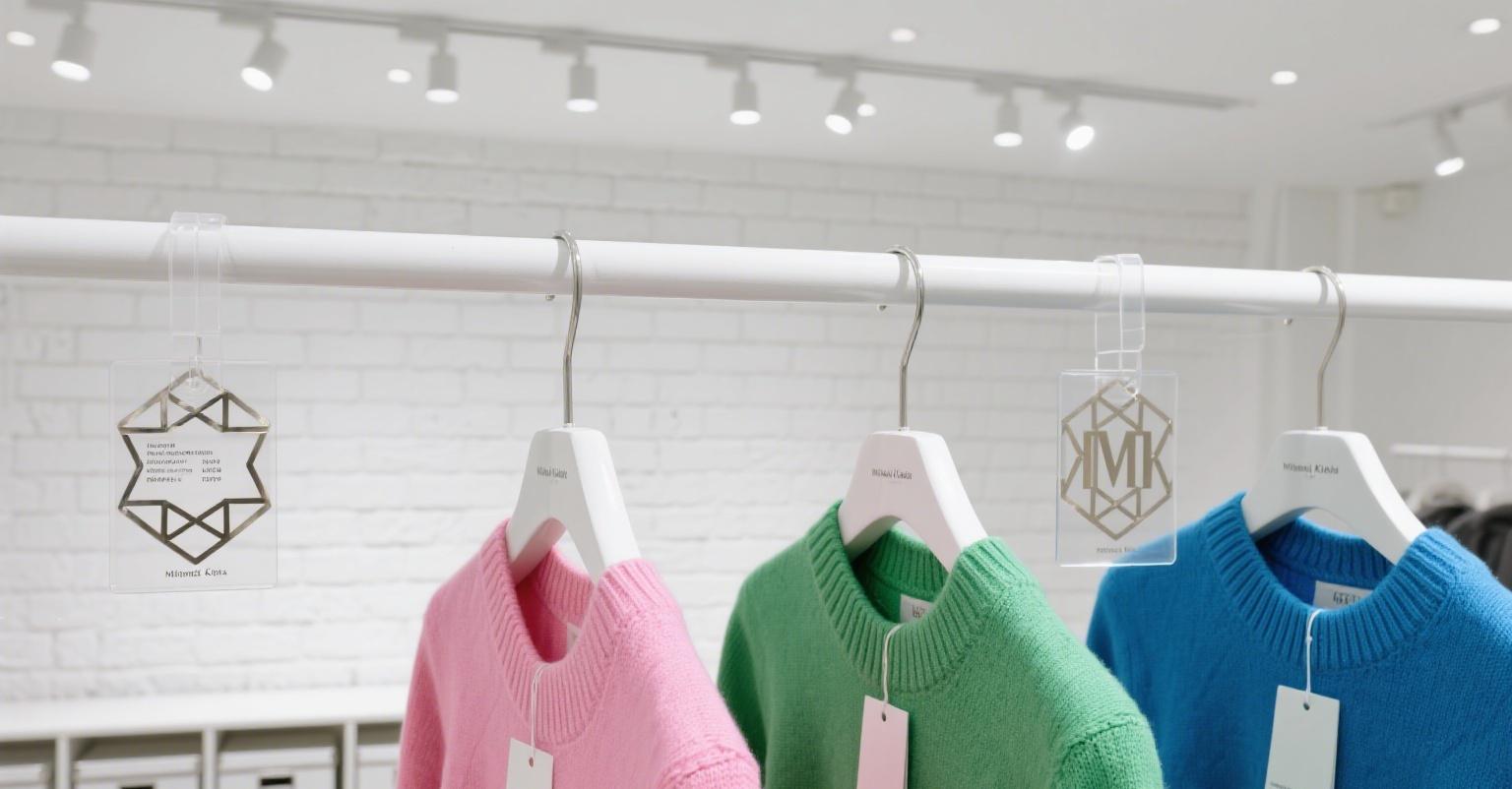 Retail hang tags with logos and product details